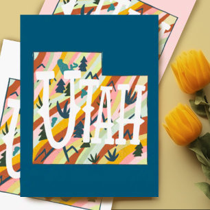 Utah Illustrated Map Postcard