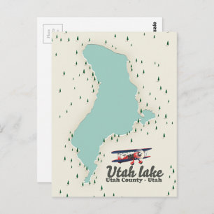 Utah Lake, Utah travel map Postcard