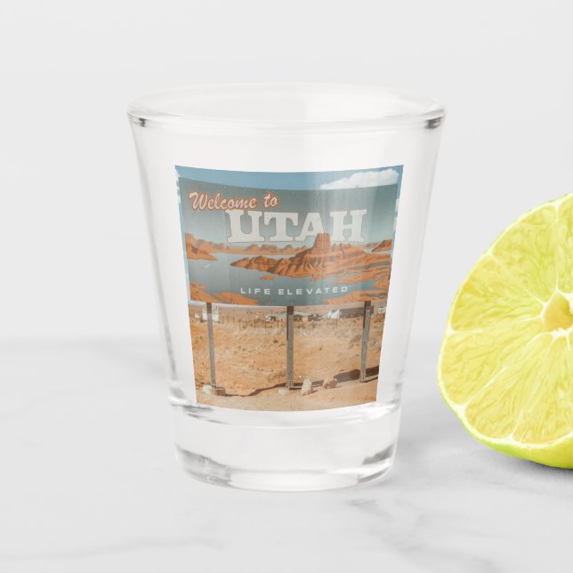 Utah Life Elevated Shot Glass (Front)