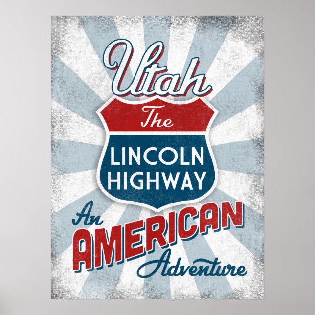 Utah Lincoln Highway Vintage America Poster (Front)