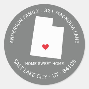 UTAH   New Home Address Label Sticker