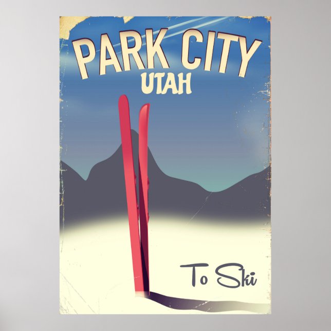 Utah park city ski travel poster (Front)