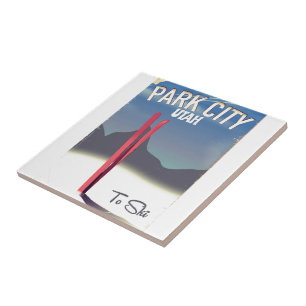 Utah park city ski travel poster ceramic tile