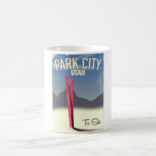 Utah park city ski travel poster coffee mug