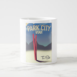 Utah park city ski travel poster large coffee mug