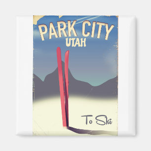 Utah park city ski travel poster magnet