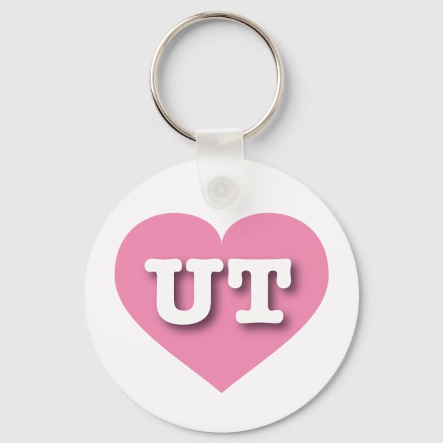 Utah Pink Heart - I love UT Key Ring (Front)