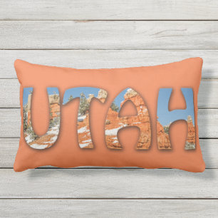 UTAH - Red, Orange, Blue Sky, Snow Lumbar Cushion
