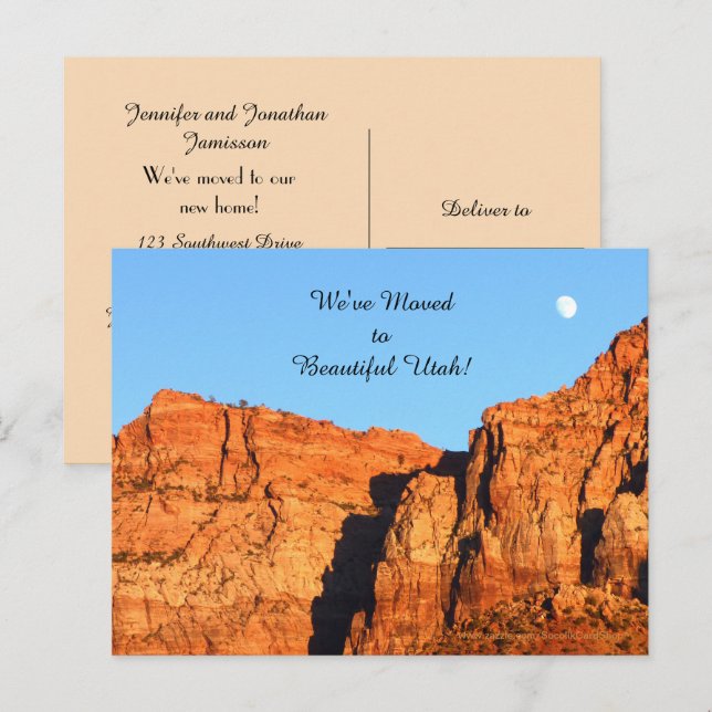 Utah Red Rocks, New Address Announcement Postcard (Front/Back)