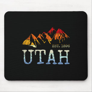 Utah Retro Sunset Vintage Mountain Home Est 1896 C Mouse Pad