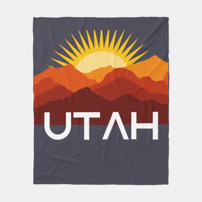 Utah Retro Vintage Desert Sunset Fleece Blanket (Front)