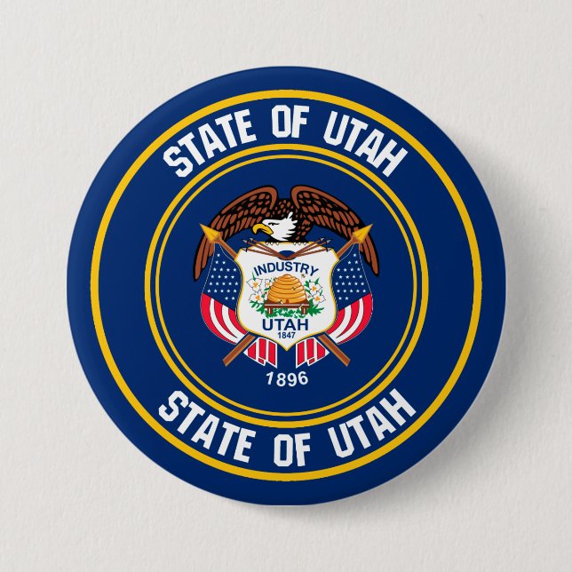 Utah Round Emblem 7.5 Cm Round Badge (Front)