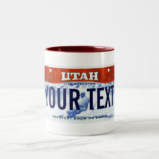 Utah ski license plate mug