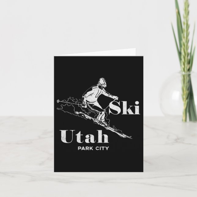 Utah Skiing Park City Long Sleeve Ski Tee  Card (Front)