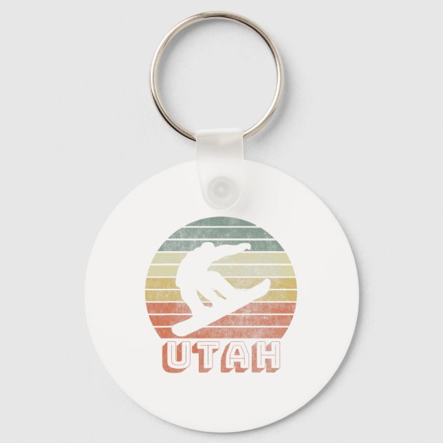 Utah  snowboarding adventure key ring (Front)