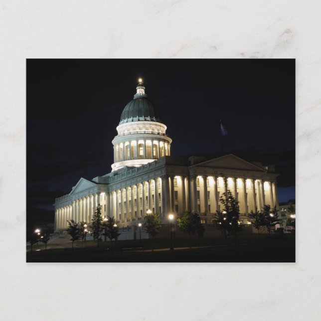 Utah State Capitol at Night - Salt Lake City Postcard (Front)
