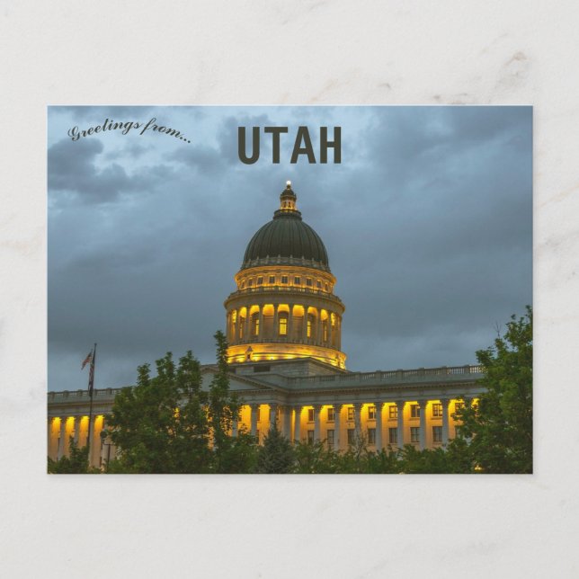 Utah State Capitol at Night Salt Lake City Utah  Postcard (Front)