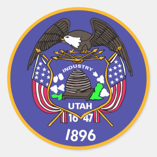 Utah State Flag Classic Round Sticker (Front)