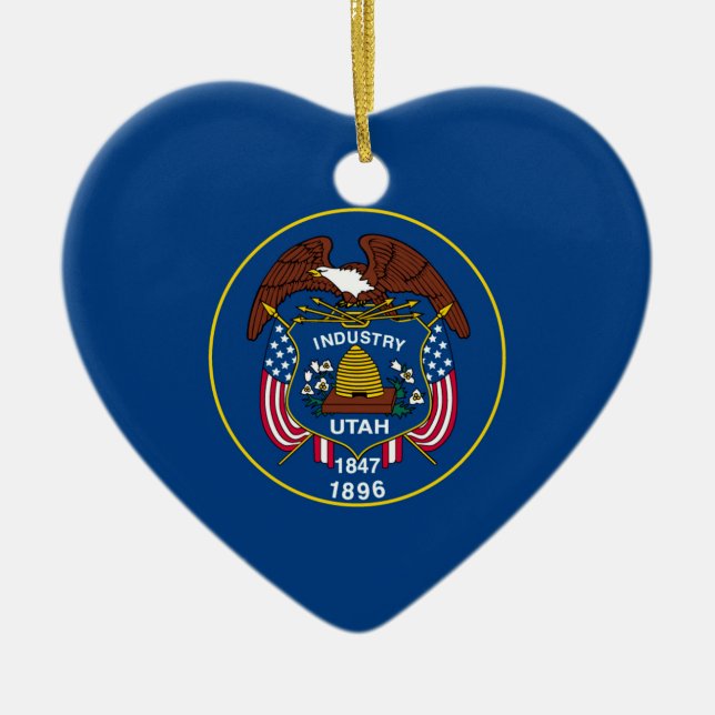 Utah State Flag Design Ceramic Tree Decoration (Front)