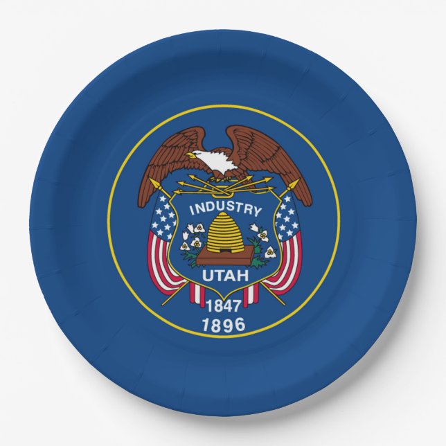 Utah State Flag Design Decor Paper Plate (Front)