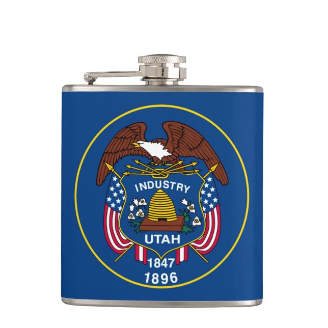 Utah State Flag Design Hip Flask (Front)