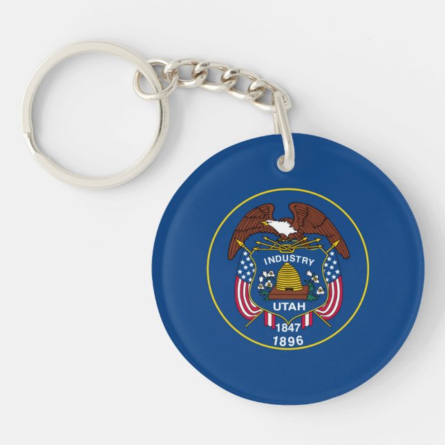 Utah State Flag Design Key Ring (Front)