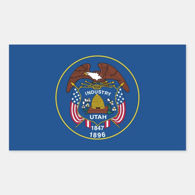 Utah State Flag Design Rectangular Sticker (Front)