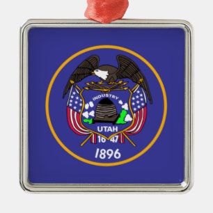 Utah State Flag Metal Tree Decoration