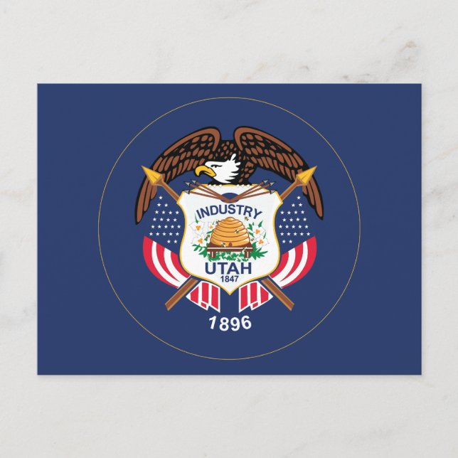Utah State Flag Modern Beehive Star Land of Zion Postcard (Front)