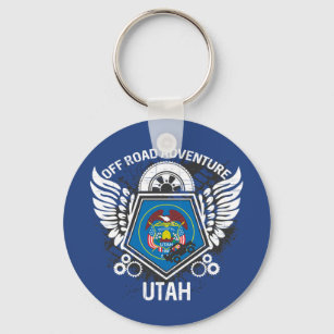 Utah State Flag Off Road Adventure 4x4 Bogging Key Ring