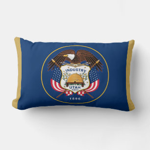 Utah State Flag Print Patriotic Lumbar Cushion
