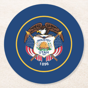 Utah State Flag Round Paper Coaster