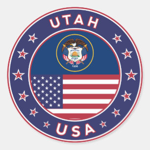Utah sticker, phone case, tote bag, wall clock classic round sticker