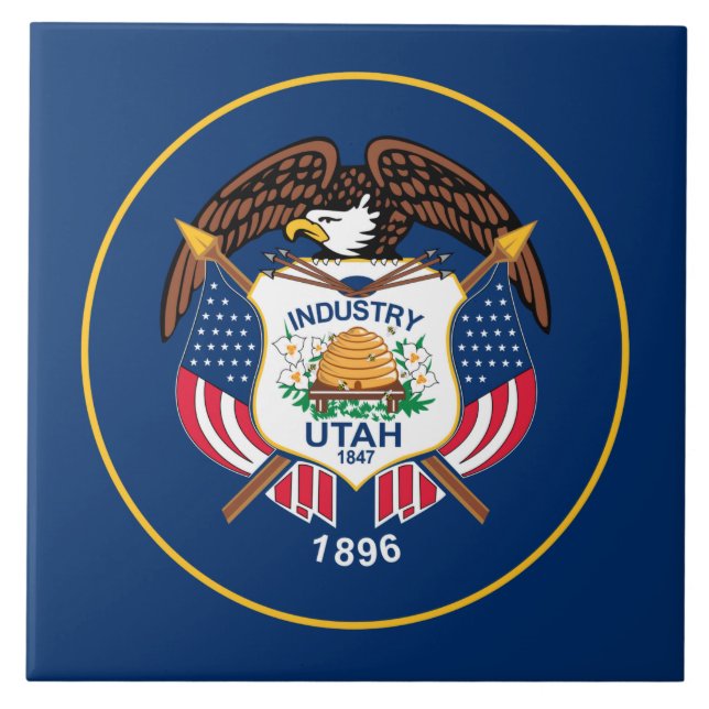Utah: The Beehive State US Flag, Industry Ceramic Tile (Front)