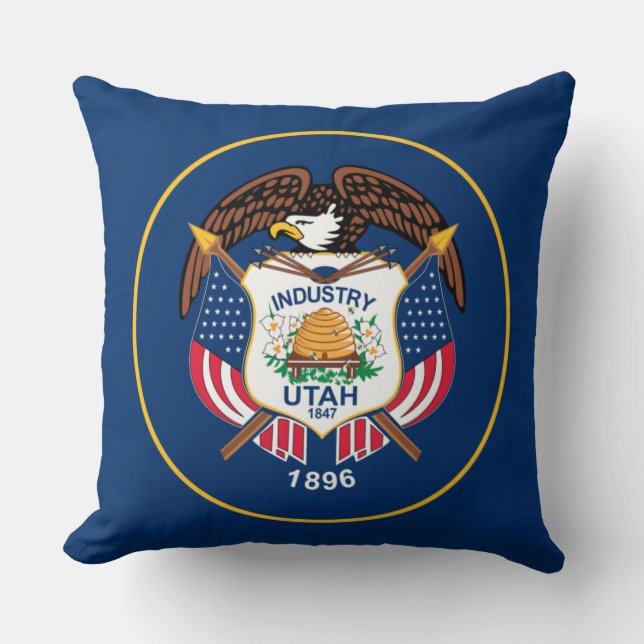 Utah: The Beehive State US Flag, Industry Cushion (Front)