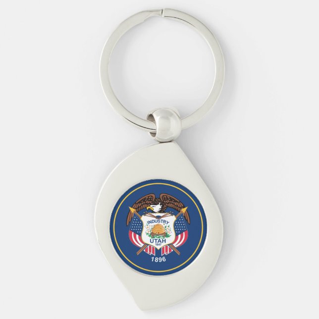 Utah: The Beehive State US Flag, Industry Key Ring (Front)