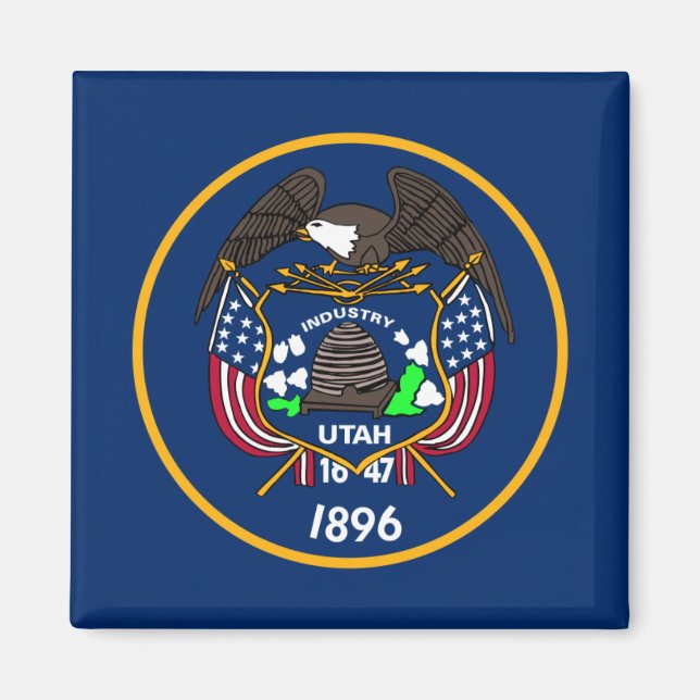 Utah: The Beehive State US Flag, Industry Magnet (Front)