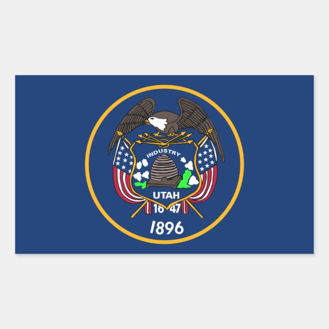 Utah: The Beehive State US Flag, Industry Rectangular Sticker (Front)
