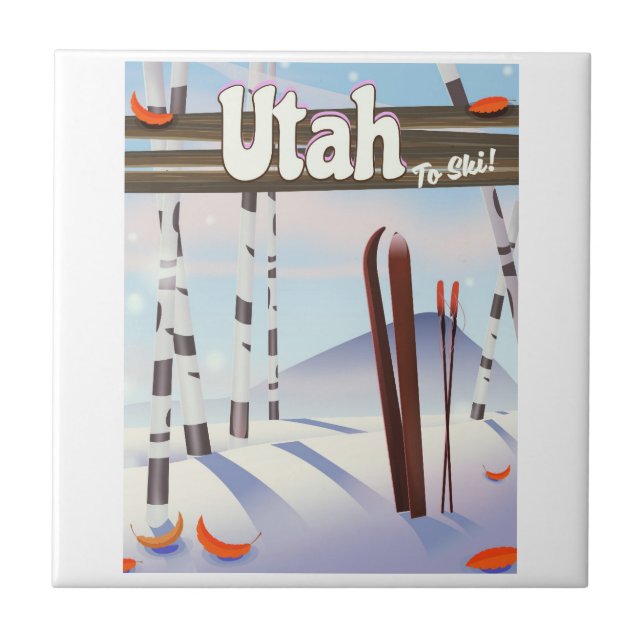 Utah to ski! ceramic tile (Front)