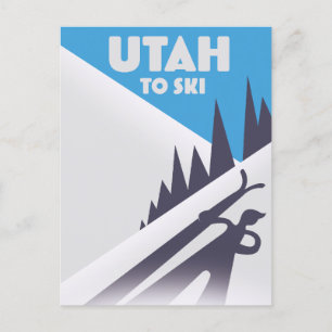 Utah To Ski Holiday Postcard