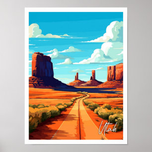 Utah United States Art Vintage Travel Illustration Poster