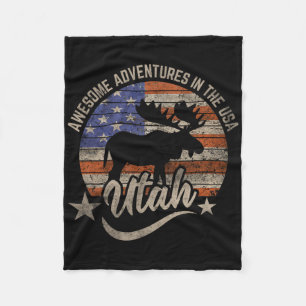 Utah Usa Flag Salt Lake City Hiking Camping Fishin Fleece Blanket