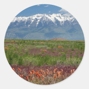 Utah, USA. Mt. Timpanogos Rises Above Classic Round Sticker