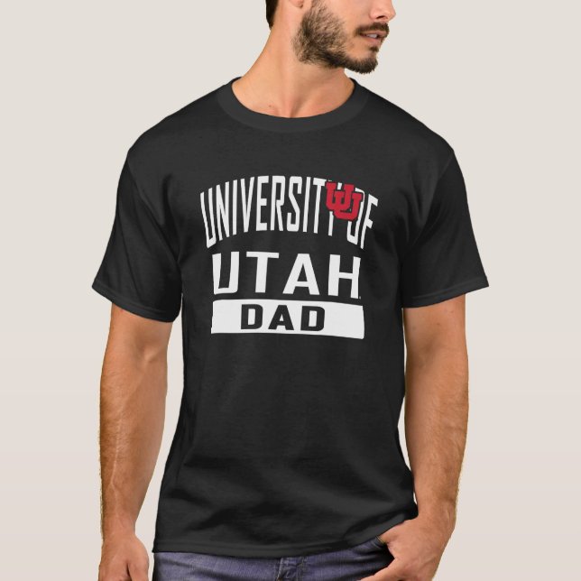 Utah Utes Dad University Father Black Officially L T-Shirt (Front)