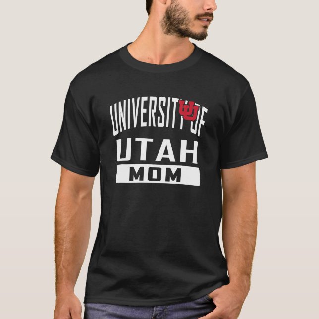 Utah Utes Mum University Mother Black Officially L T-Shirt (Front)