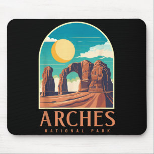 Utah vintage retro hiking camping arches national mouse pad