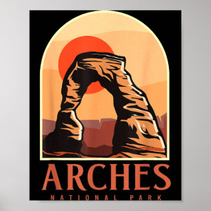 Utah vintage retro hiking camping arches national poster