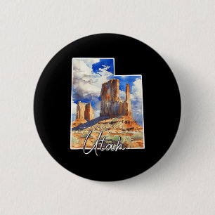 Utah watercolor landscape art for nature lovers  6 cm round badge
