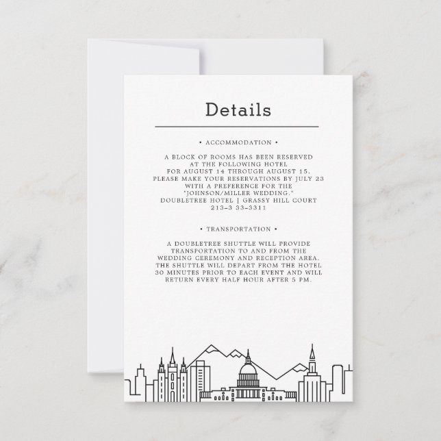 Utah Wedding | Guest Details Invitation (Front)
