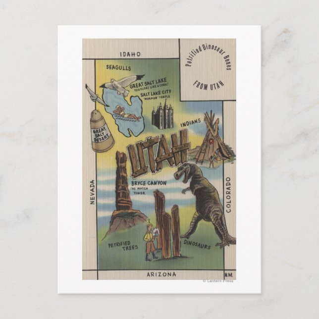 UtahDepictions of Sites to See in UtahUtah Postcard (Front)